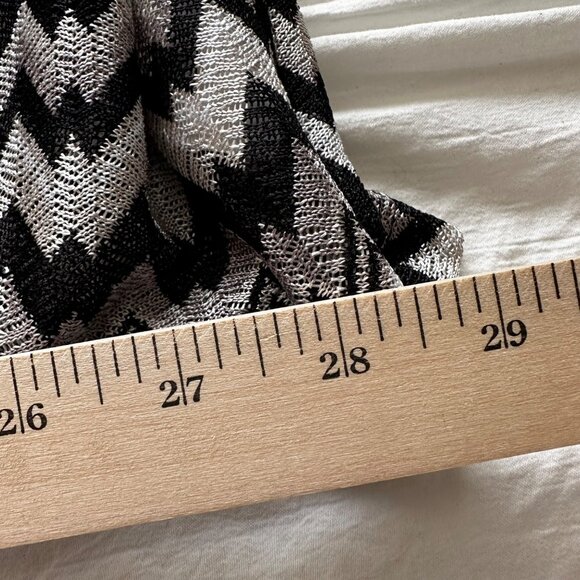 Susan Graver Women's Chevron Pattern Sheer Cardigan Jacket 2X Black Beige - Picture 7 of 10